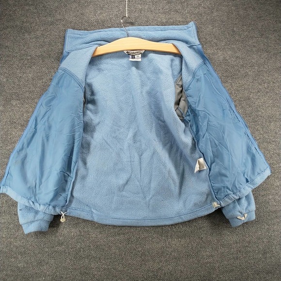 Columbia Interchange Women's Fleece Jacket Blue Medium Logo Front Zip - Picture 5 of 16